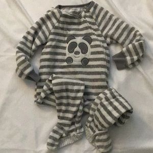 Absorba Fleece Panda Gray/White Footed Pajamas